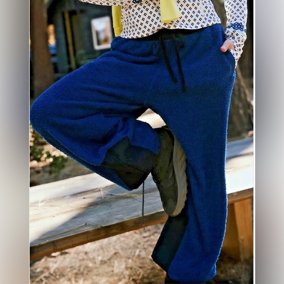 NWT FP Movement Free People Cuddle Up Cozy Pants S M L Blue - Picture 1 of 12